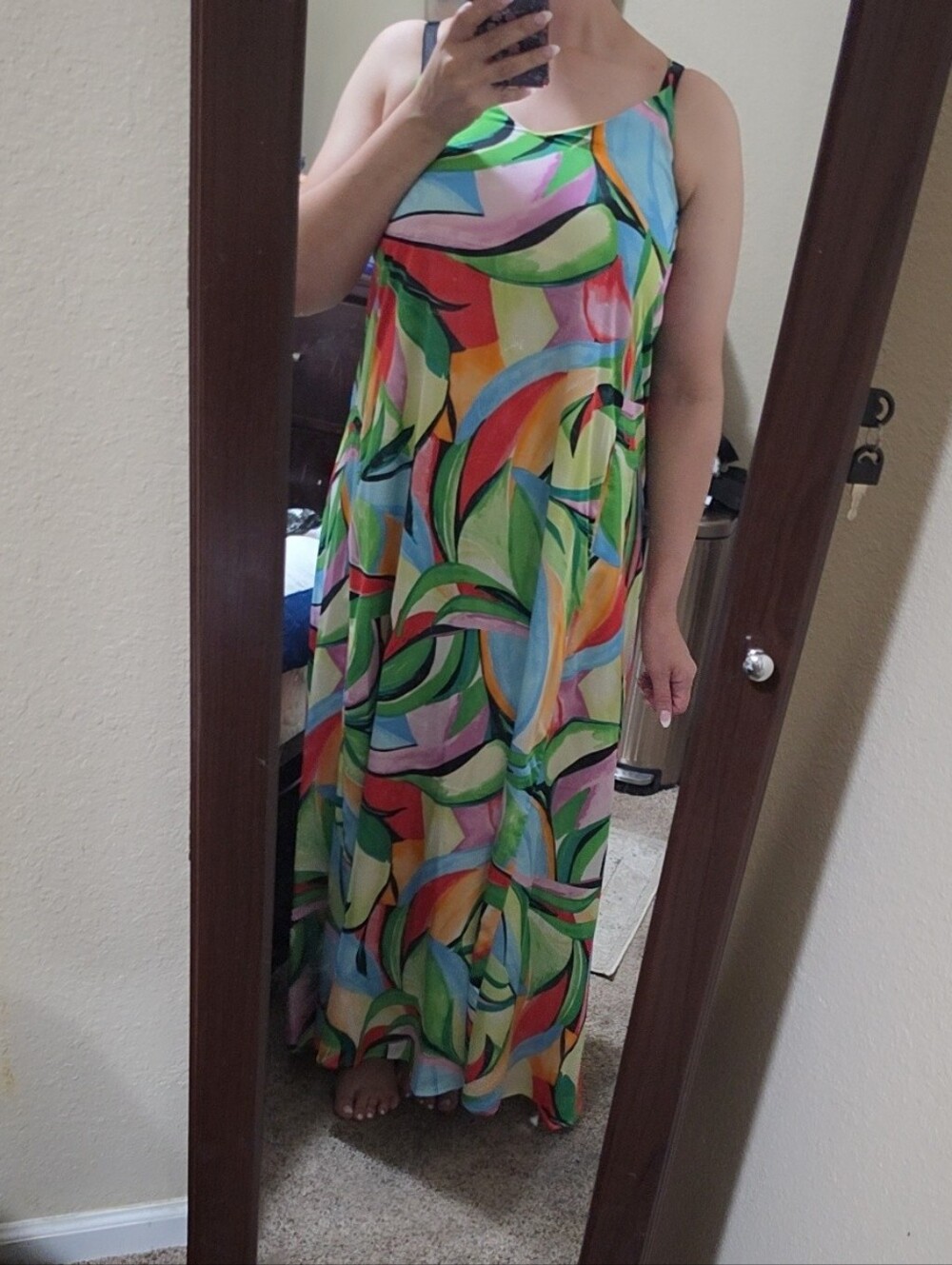 Colorful Abstract Print Maxi Dress - Large